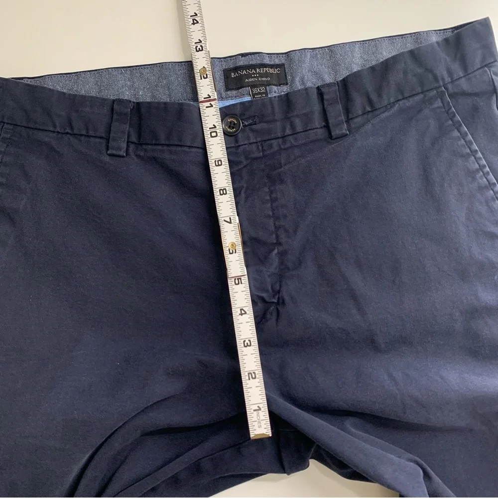 Banana Republic Aiden Chino Pants Flat Front In Navy Blue Straight Leg 36 x 32